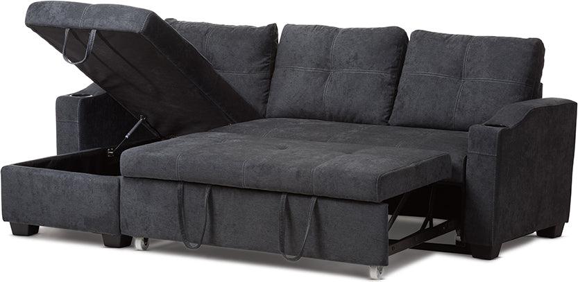 Wholesale Interiors Sectional Sofas - Lianna Modern And Contemporary Dark Grey Fabric Upholstered Sectional Sofa