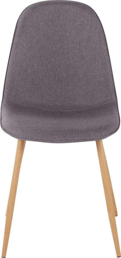 Lumisource Accent Chairs - Pebble Contemporary Chair In Natural Wood Metal & Charcoal Fabric (Set of 2)