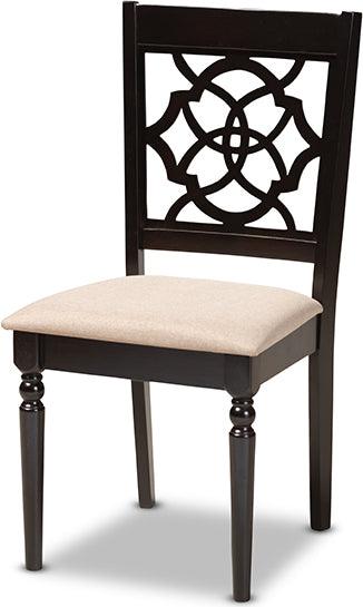 Wholesale Interiors Dining Chairs - Renaud Sand Fabric Upholstered Espresso Brown Finished Wood Dining Chair Set Of 4