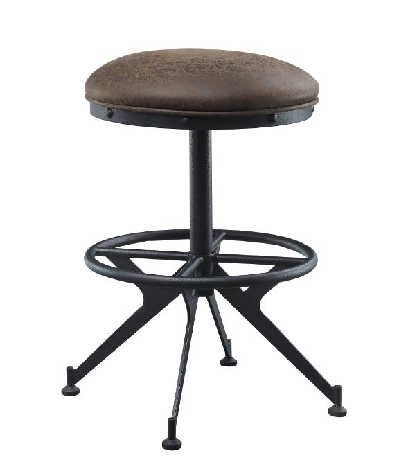 ACME Ottomans & Stools - ACME Zangief Counter Height Stool, Salvaged Brown & Black Finish
