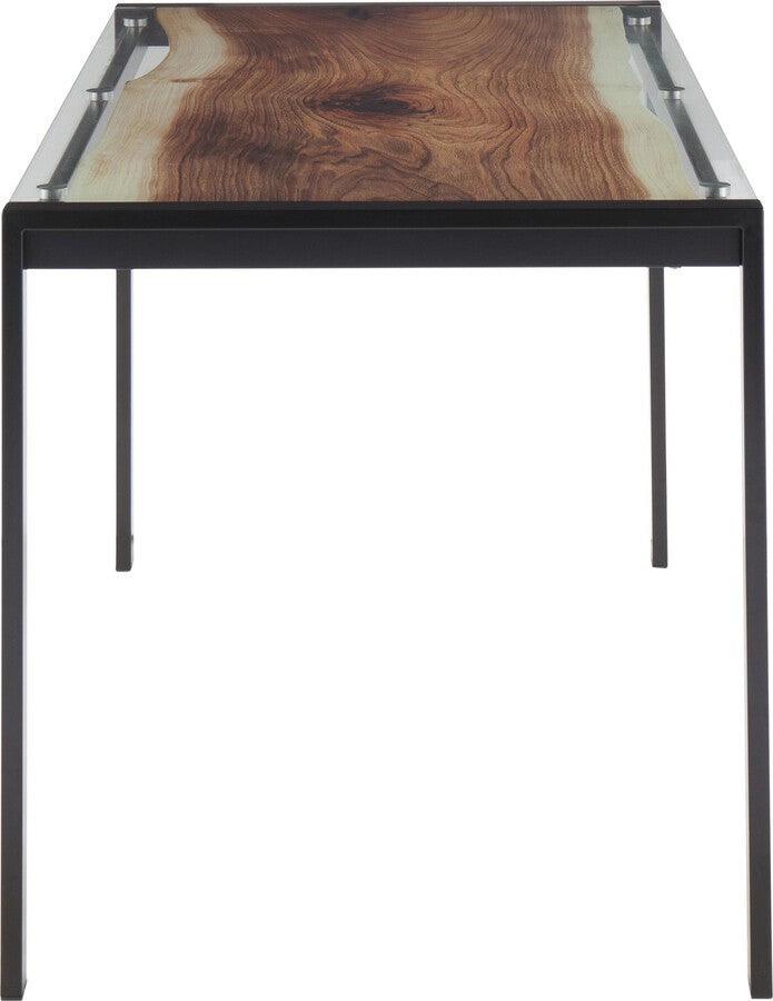 Lumisource Dining Tables - Live Edge Contemporary Table in Black Steel with Printed Glass Top
