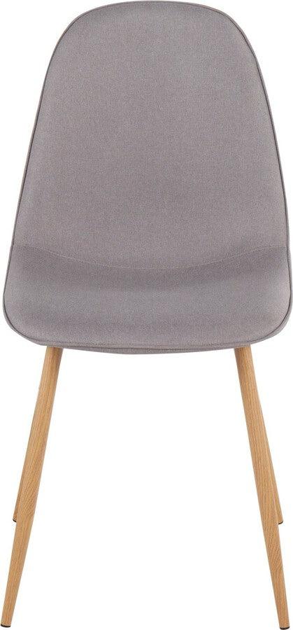 Lumisource Accent Chairs - Pebble Contemporary Chair In Natural Wood Metal & Light Grey Fabric (Set of 2)