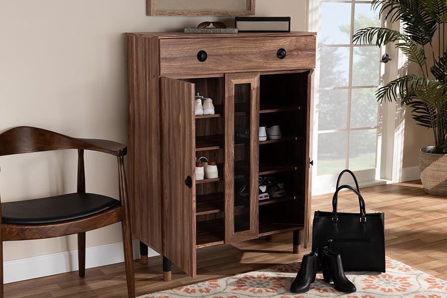 Wholesale Interiors Shoe Storage - Valina Modern and Contemporary 2-Door Wood Entryway Shoe Storage Cabinet with Drawer