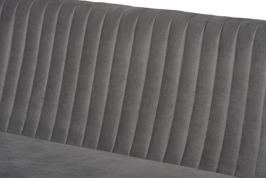 Wholesale Interiors Benches - Alvis Grey Velvet Upholstered and Walnut Brown Finished Wood 2-Piece Dining Nook Banquette Set