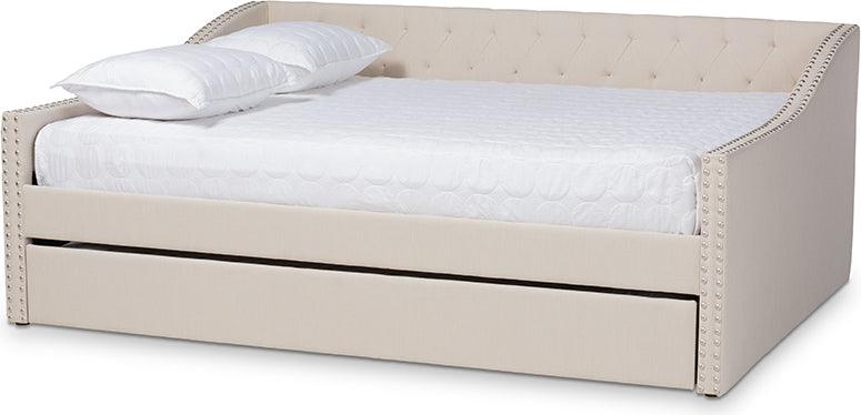 Wholesale Interiors Daybeds - Haylie Beige Full Size Daybed with Roll-Out Trundle Bed