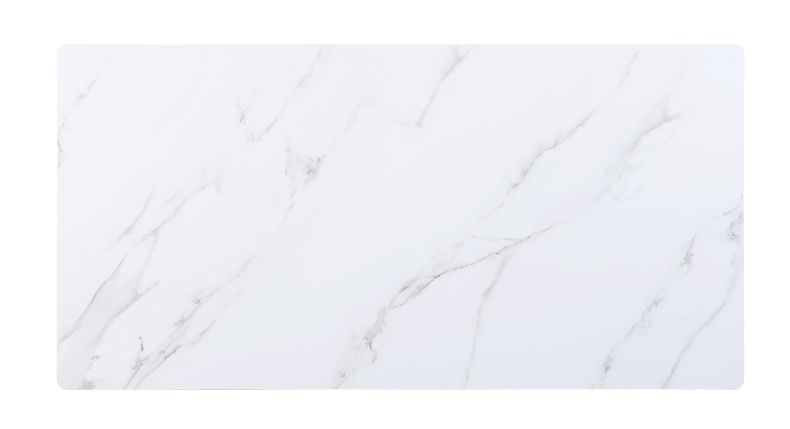 ACME Furniture Dining Tables - ACME Caspian Dining Table, White Printed Faux Marble & Black Finish
