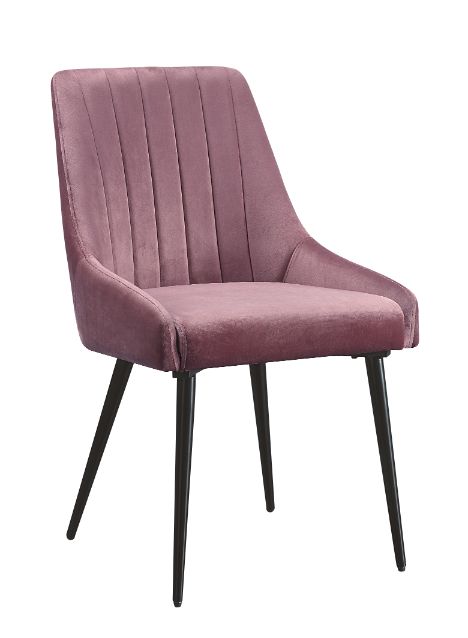 ACME Dining Chairs - ACME Caspian Side Chair, Pink Fabric & Black Finish