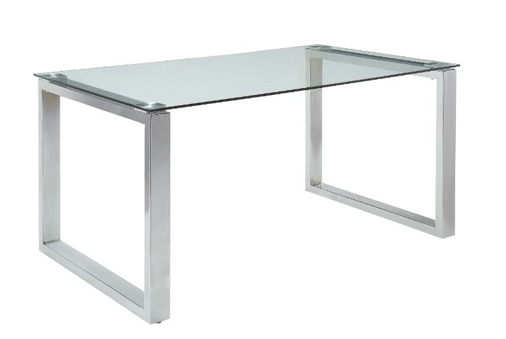 ACME Furniture Dining Tables - ACME Abraham Dining Table, Clear Glass & Chrome Finish