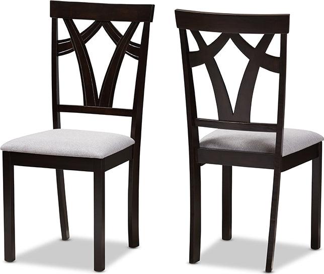 Wholesale Interiors Dining Chairs - Sylvia Modern and Contemporary Grey Fabric Upholstered and Dark Brown Finished Dining