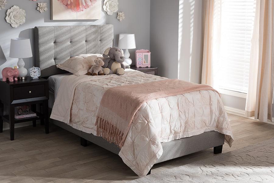 Wholesale Interiors Beds - Brookfield Modern and Contemporary Light Grey Fabric Twin Size Bed