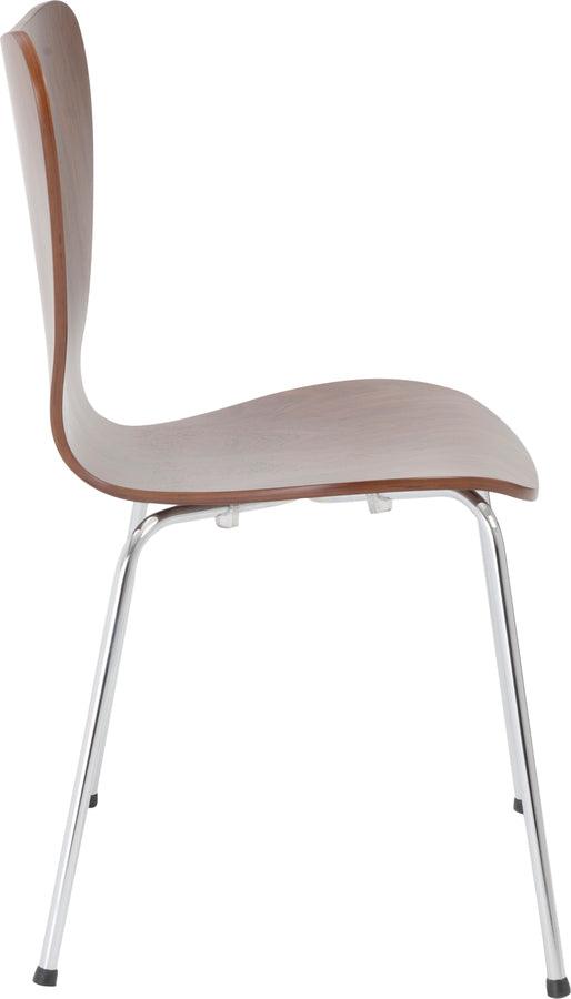 Euro Style Dining Chairs - Tendy Pro Stacking Side Chair in American Walnut with Chrome Legs - Set of 4