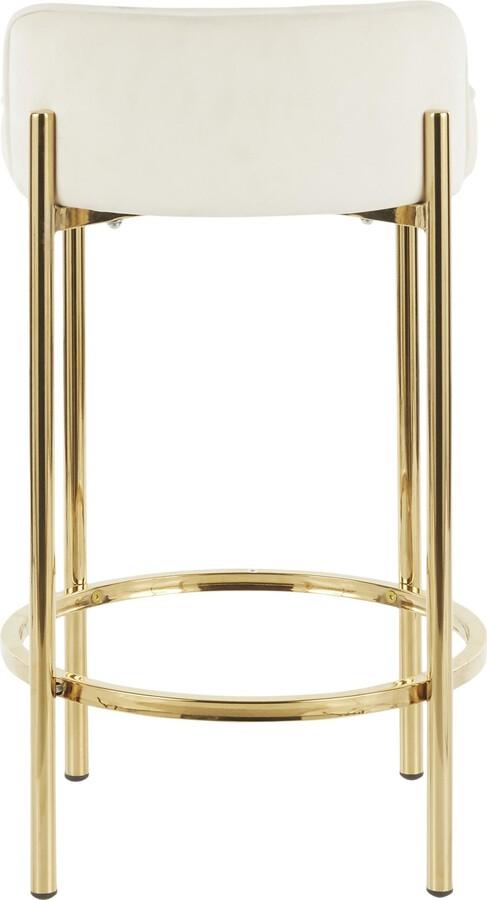 Lumisource Barstools - Chloe Counter Stool In Gold Metal & White Velvet (Set of 2)