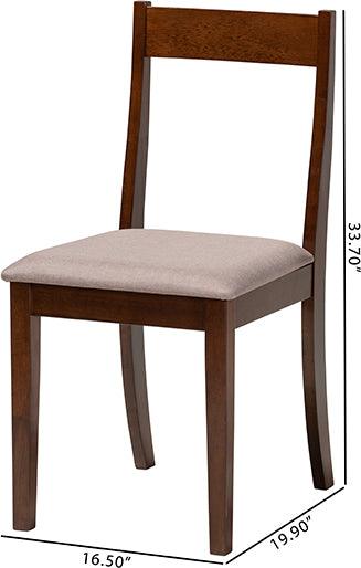 Wholesale Interiors Dining Chairs - Carola Mid-Century Modern Grey Fabric And Brown Finished Wood 2-Piece Dining Chair Set