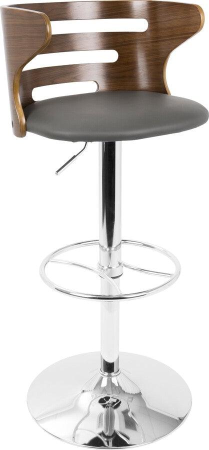 Lumisource Barstools - Cosi Adjustable Barstool With Swivel In Walnut & Grey Faux Leather (Set of 2)