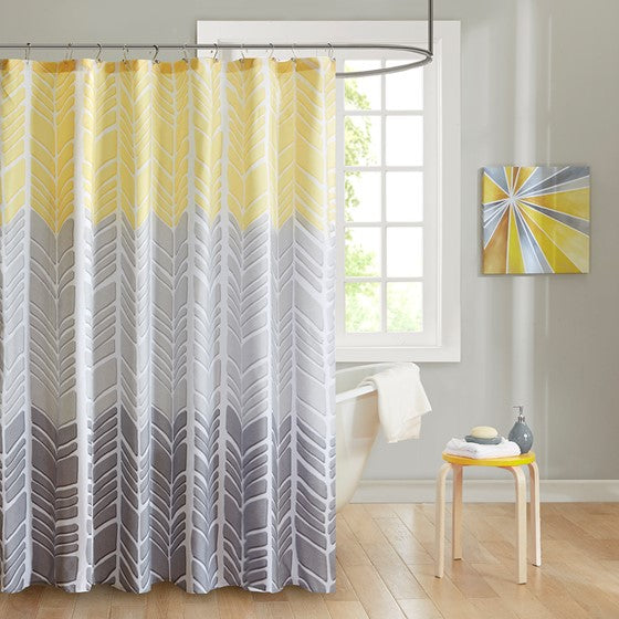 Olliix.com Shower Curtains - 100% Microfiber Printed Shower Curtain Yellow