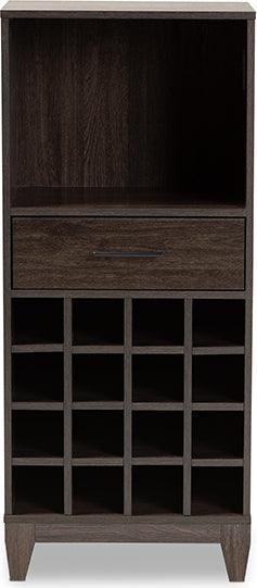 Wholesale Interiors Bar Units & Wine Cabinets - Trenton Dark Brown Finished Wood 1-Drawer Wine Storage Cabinet