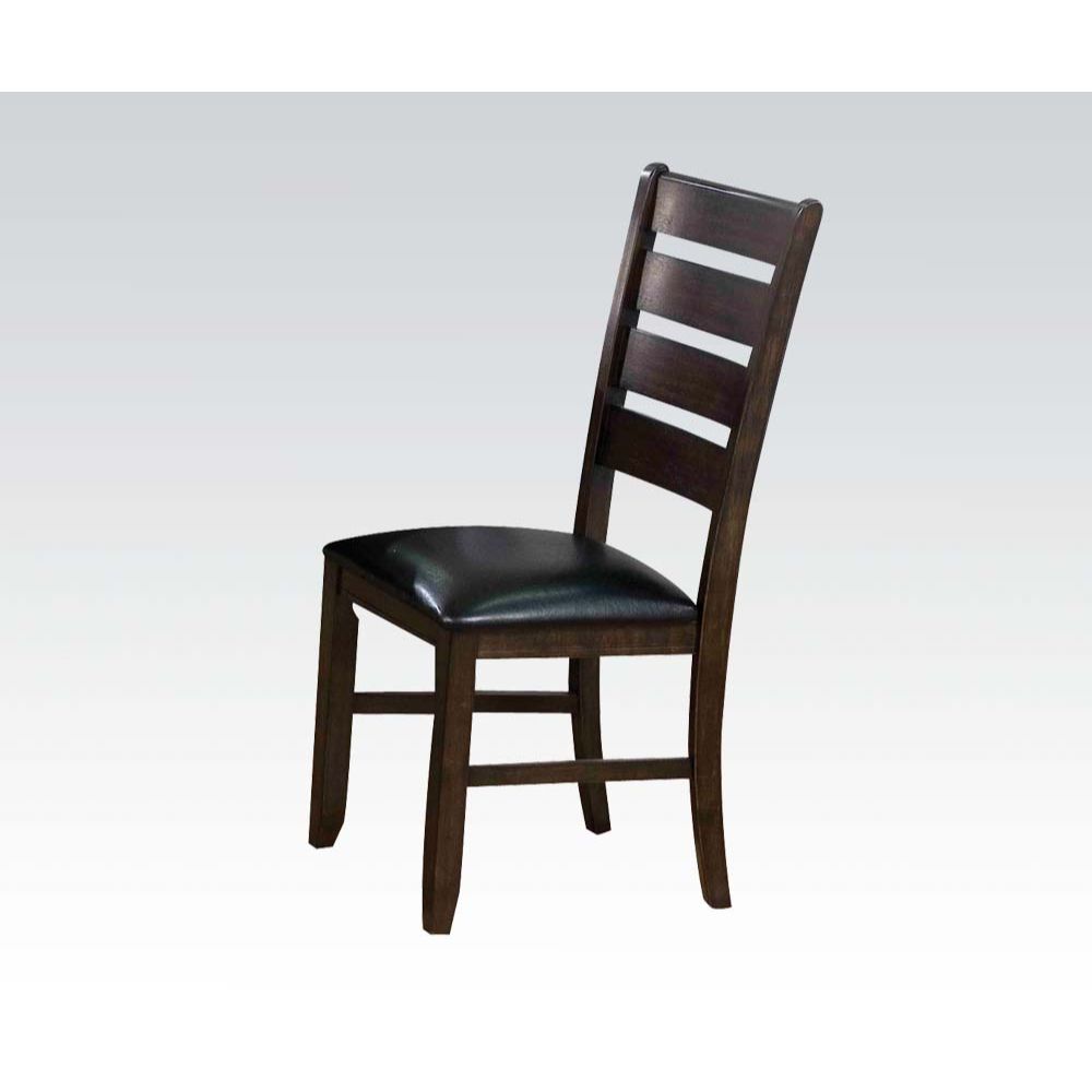 ACME Dining Chairs - ACME Urbana Side Chair (Set-2), Black PU & Espresso
