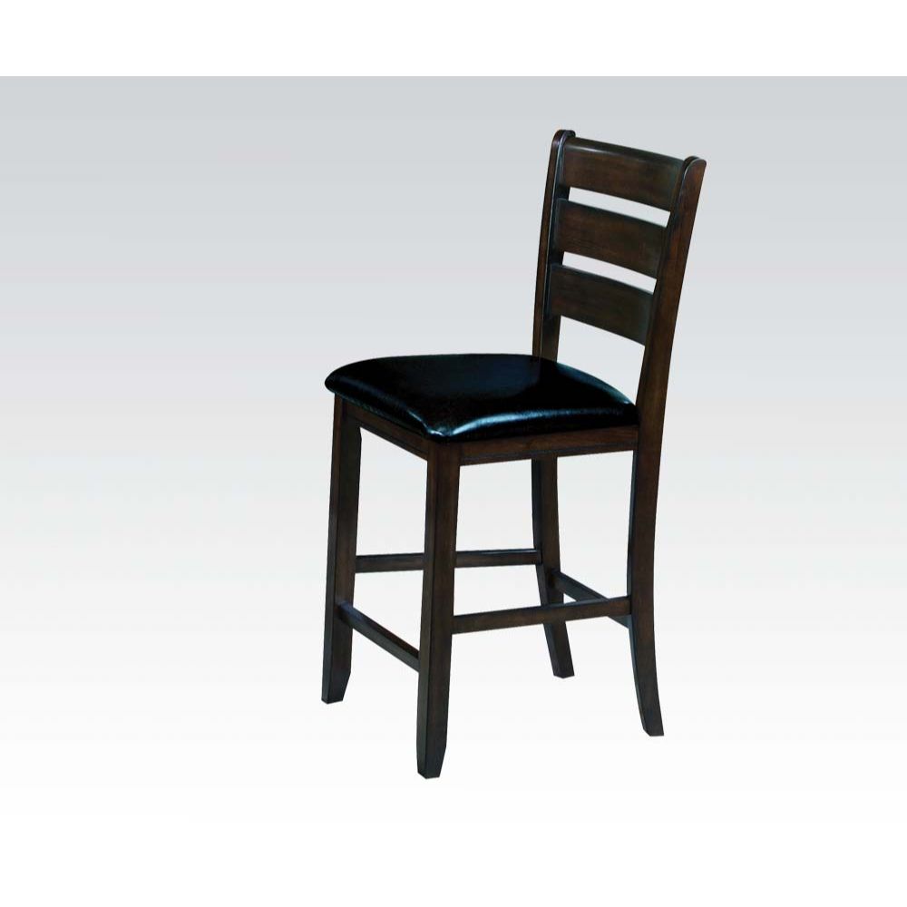 ACME Barstools - ACME Urbana Counter Height Chair (Set-2), Black PU & Espresso