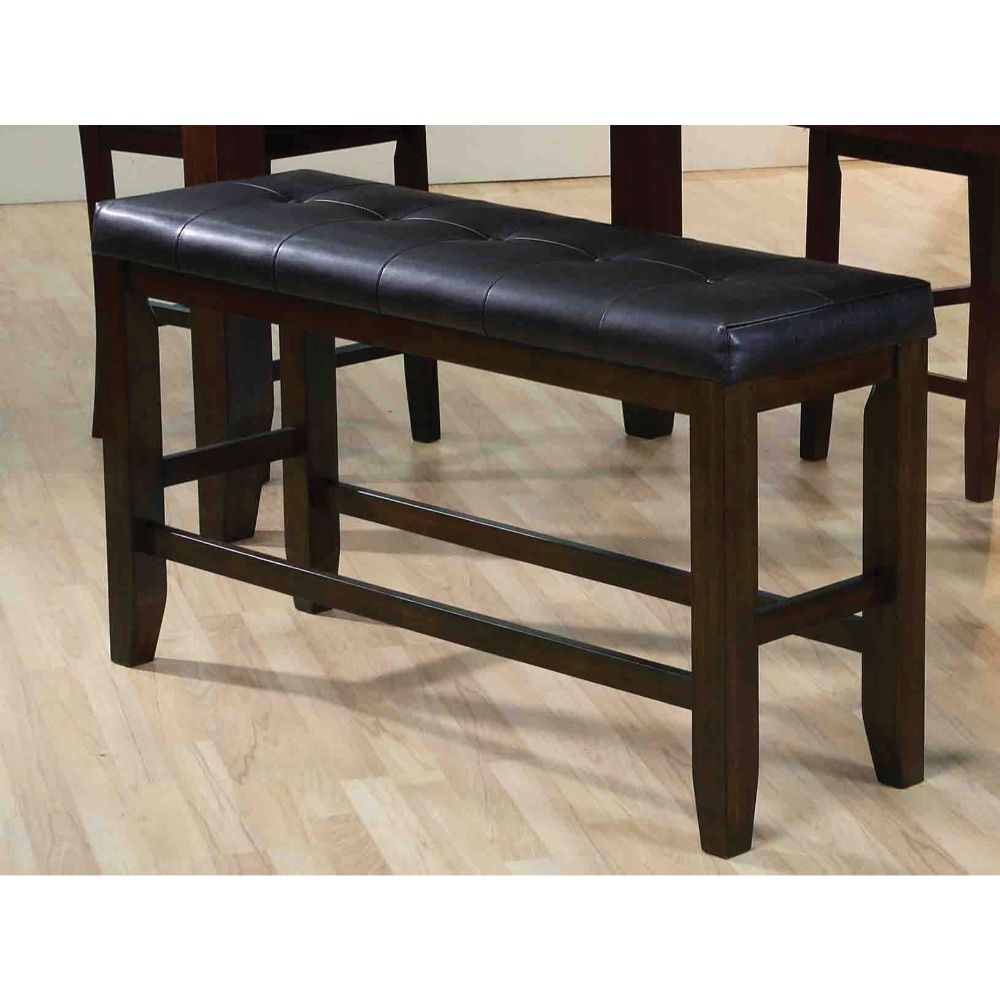 ACME Counter Height Bench - ACME Urbana Counter Height Bench, Black PU & Espresso