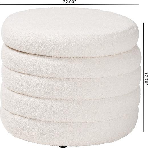 Wholesale Interiors Ottomans & Stools - Tabitha Modern and Contemporary Ivory Boucle Upholstered Storage Ottoman