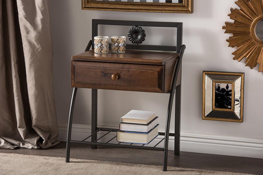 Wholesale Interiors Nightstands & Side Tables - Jevenci Vintage Industrial Black Finished Metal Nightstand