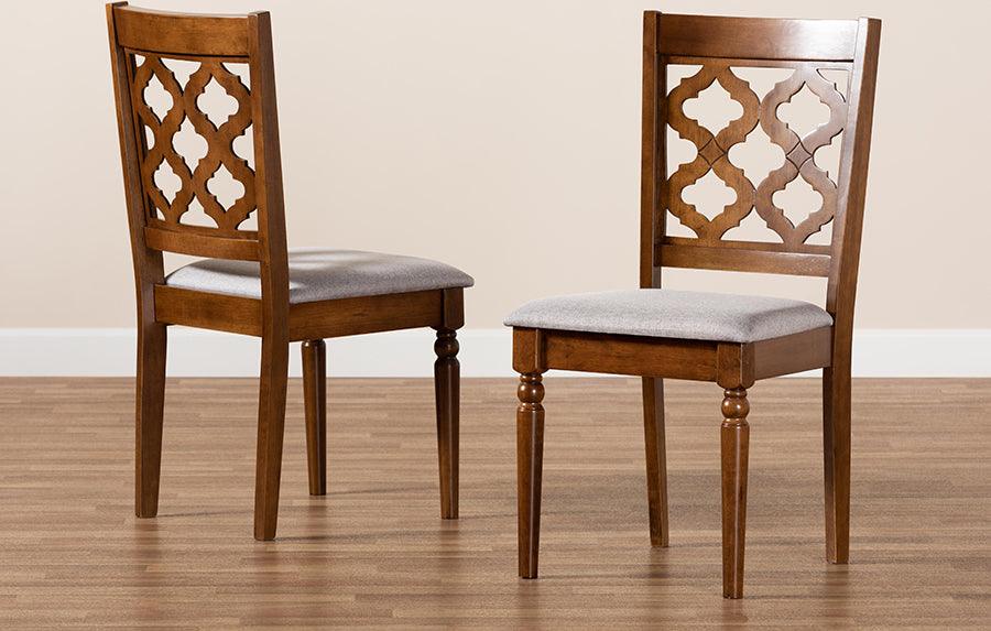 Wholesale Interiors Dining Chairs - Ramiro Contemporary Grey Fabric and Brown Finished Wood 2-Piece Dining Chair Set