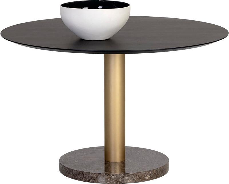 SUNPAN Dining Tables - Monaco Dining Table - Gold - Grey Marble / Charcoal Grey - 48" Gray