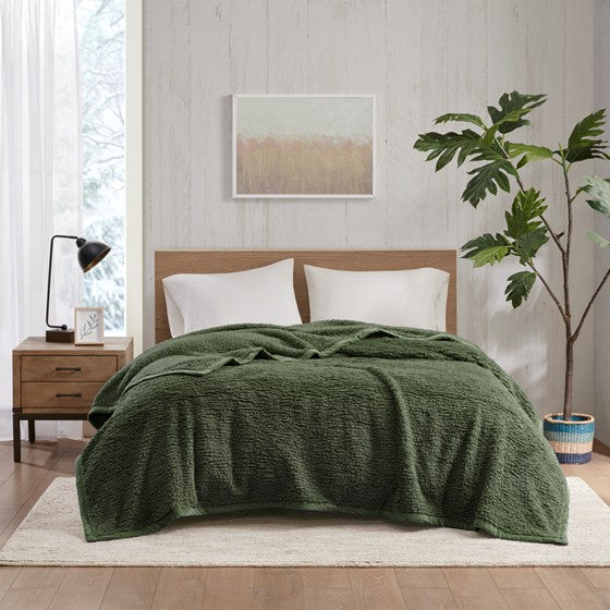 Olliix.com Comforters & Blankets - Berber Blanket Green Twin