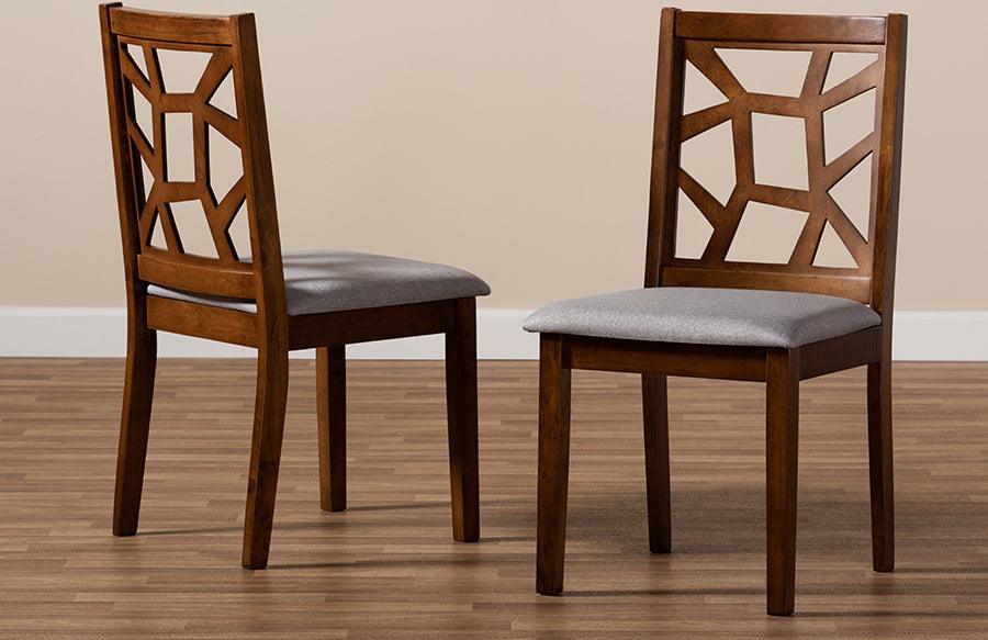 Wholesale Interiors Dining Chairs - Abilene Mid-Century Grey & Walnut Brown Dining Chair Set of 2