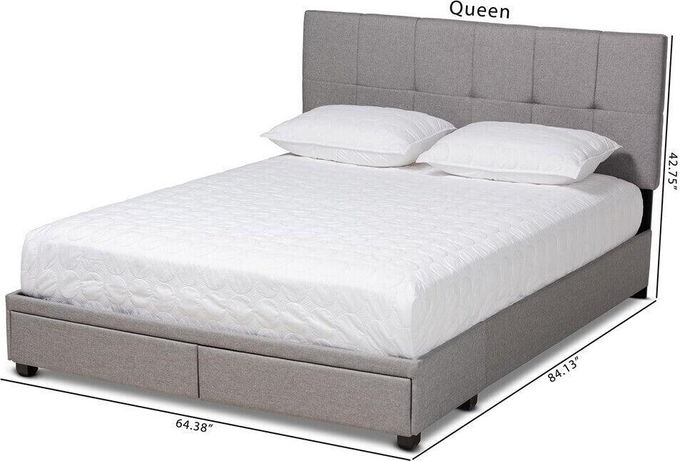 Wholesale Interiors Beds - Netti Upholstered Queen Bed Light Gray