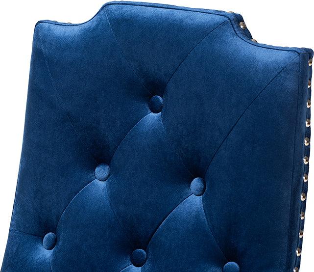 Wholesale Interiors Dining Chairs - Dylin Contemporary Navy Blue Velvet Wood Dining Chair Set of 2