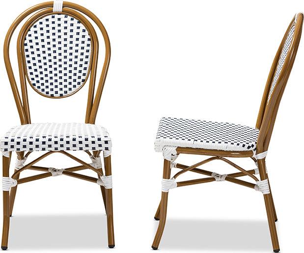 Wholesale Interiors Dining Chairs - Gauthier Navy & White Bistro Stackable Dining Chair Set of 2