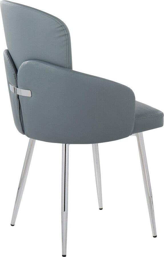 Lumisource Dining Chairs - Dahlia Contemporary Dining Chair In Chrome Metal & Grey Fabric With Chrome Accent (Set of 2)