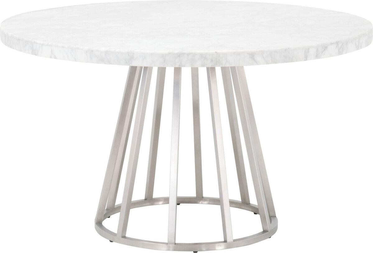 Essentials For Living Dining Tables - Turino Carrera 54" Round Dining Table Top White Carrera Marble