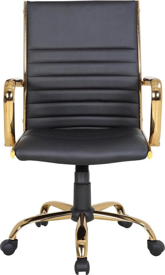 Lumisource Task Chairs - Master Contemporary Adjustable Office Chair with Swivel in Gold with Black Faux Leather