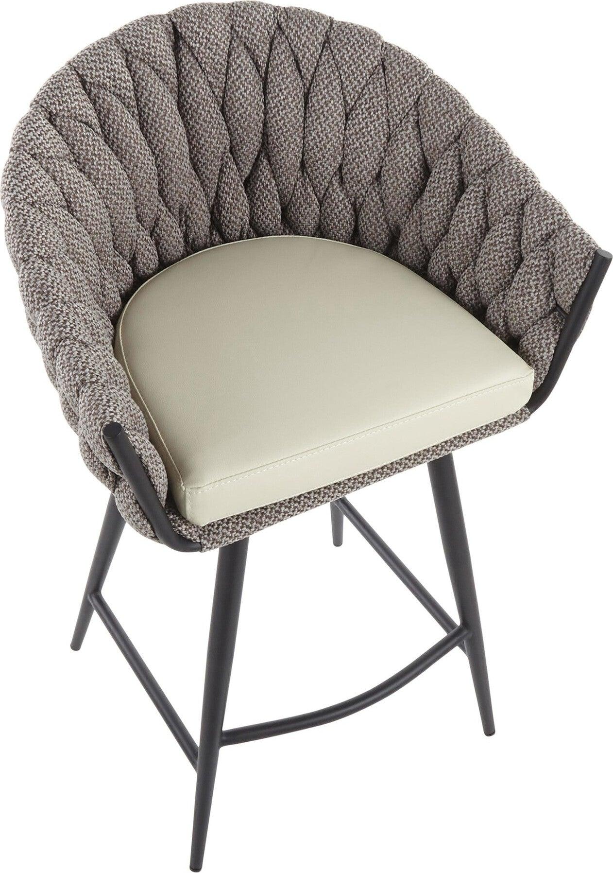 Lumisource Barstools - Braided Matisse Counter Stool Black & Gray & Cream