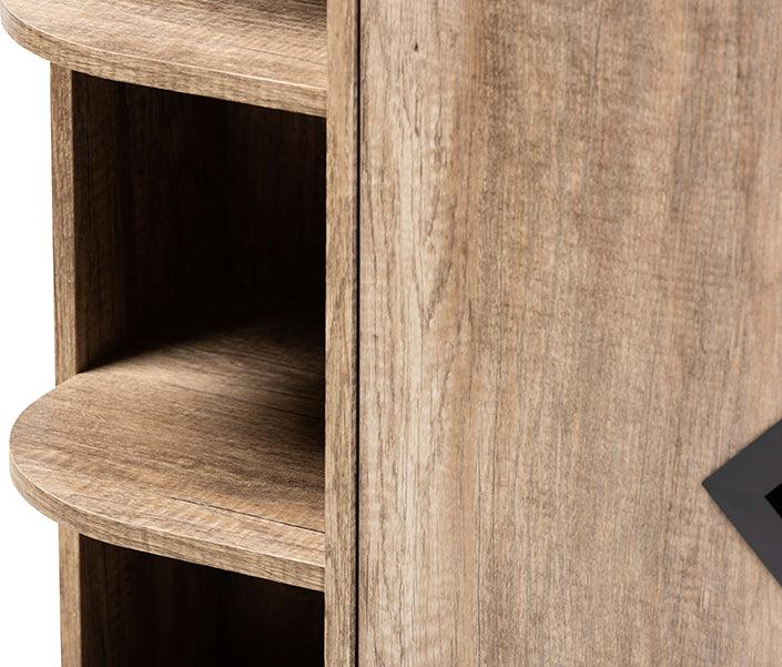 Wholesale Interiors Shoe Storage - Wales Contemporary Rustic Oak Wood 2-Door Shoe Storage Cabinet with Open Shelves