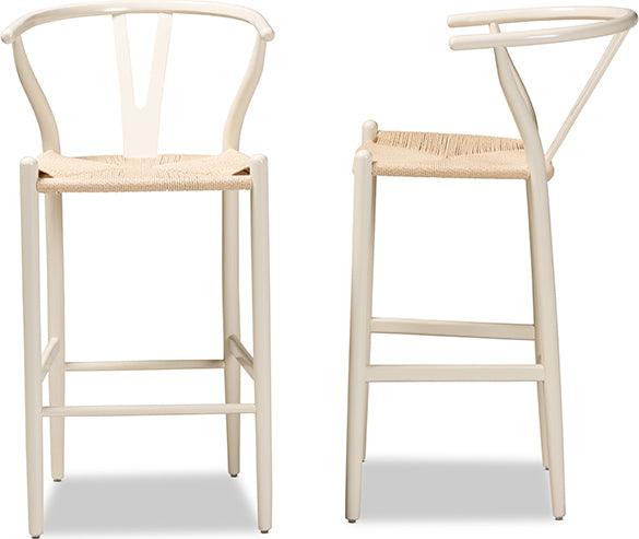 Wholesale Interiors Barstools - Paxton White Finished Wood 2-Piece Bar Stool Set