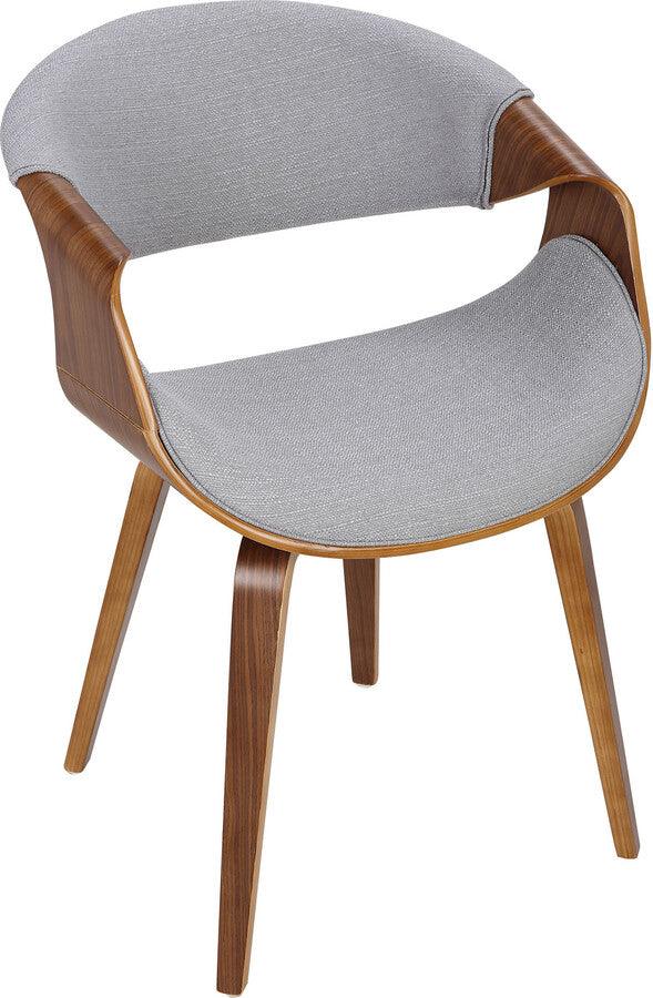Lumisource Accent Chairs - Curvo Mid-Century Modern Dining/Accent Chair in Walnut and Grey Fabric