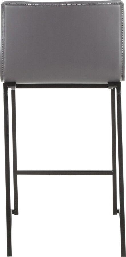 Lumisource Barstools - Mara 26" Contemporary Counter Stool in Black Metal and Grey Faux Leather - Set of 2