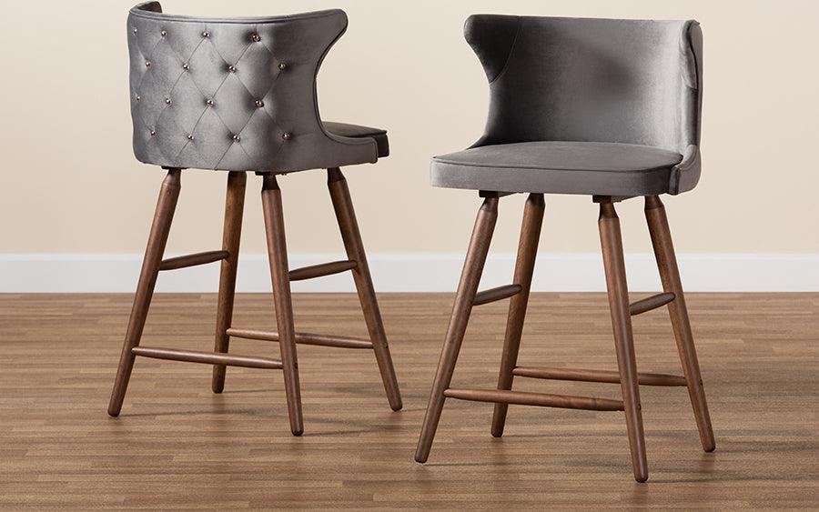 Wholesale Interiors Barstools - Sagira Bar Stool Gray & Walnut Brown
