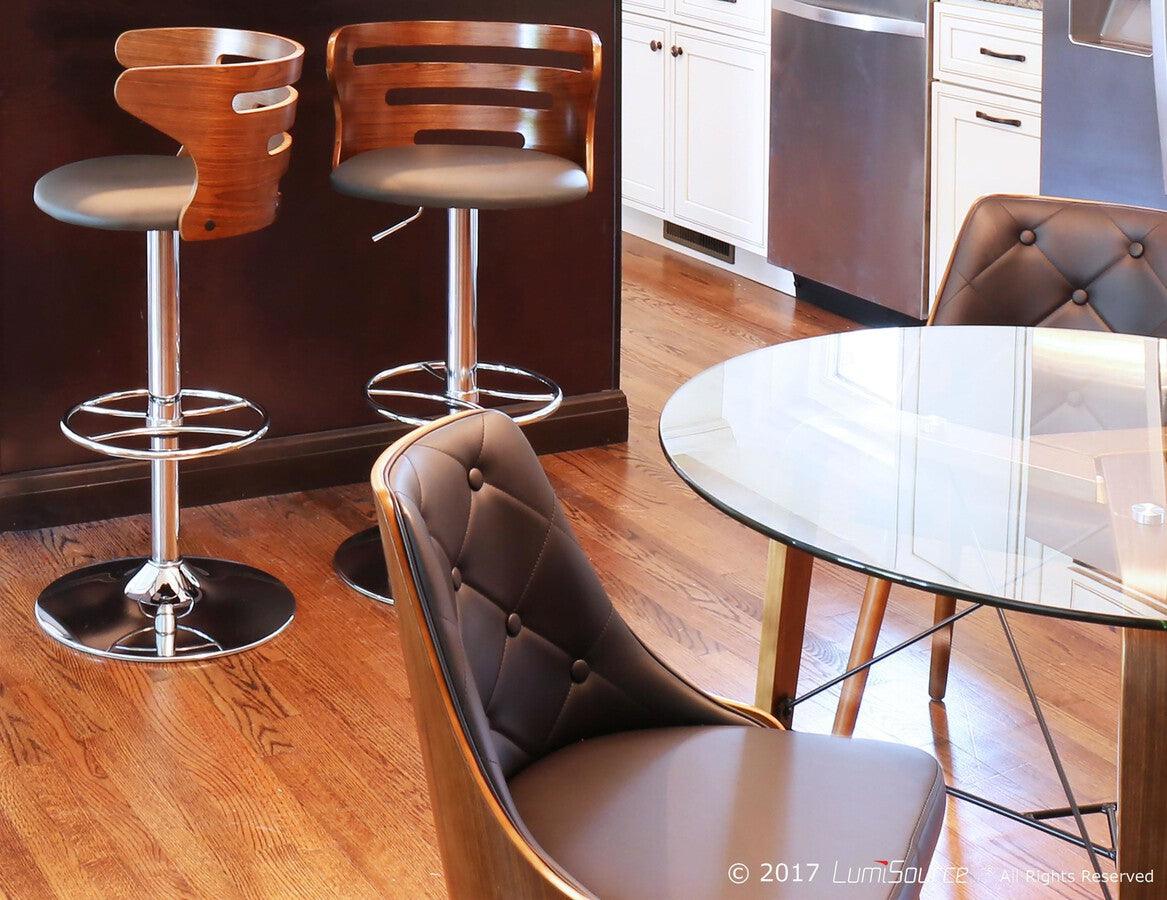 Lumisource Dining Chairs - Gianna Mid-Century Modern Dining/Accent Chair in Walnut with White Faux Leather