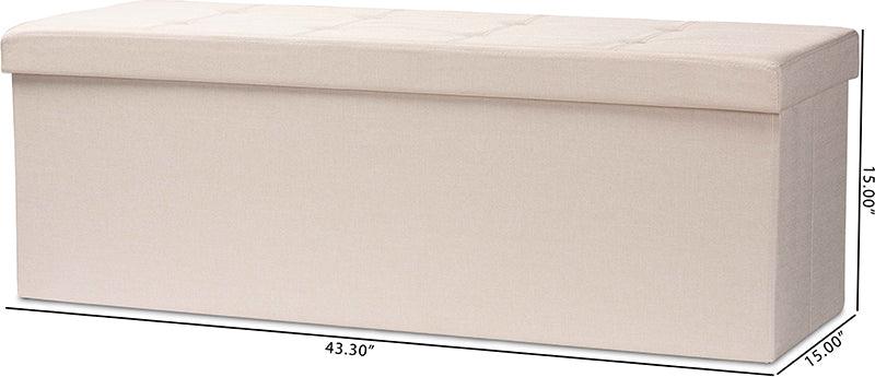 Wholesale Interiors Ottomans & Stools - Haide Modern and Contemporary Beige Fabric Upholstered Storage Ottoman