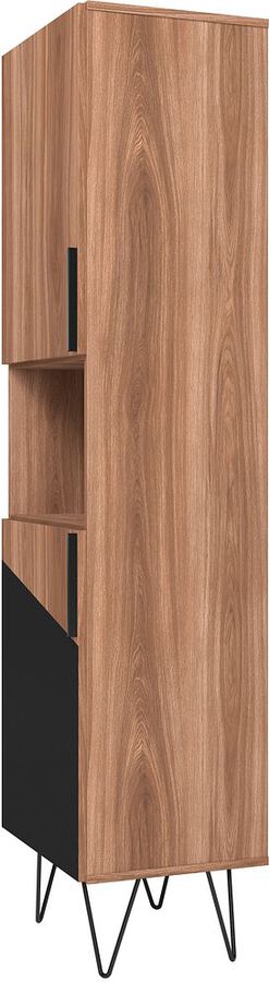 Manhattan Comfort Bookcases & Display Units - Beekman 17.51 Narrow Bookcase Cabinet in Brown and Black