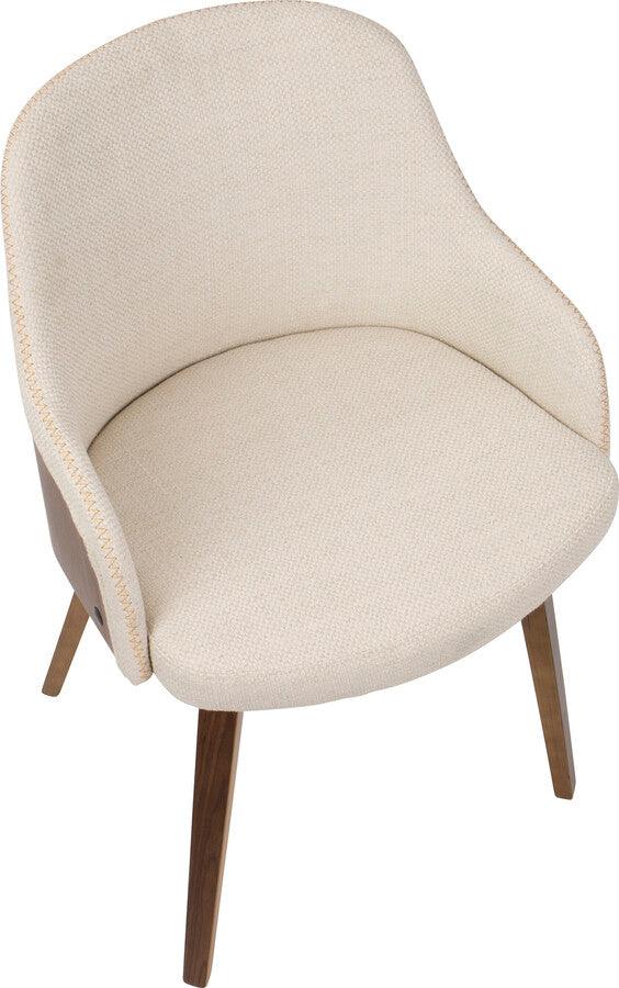 Lumisource Dining Chairs - Bacci Mid-Century Modern Dining/ Accent Chair in Walnut Wood and Cream Fabric