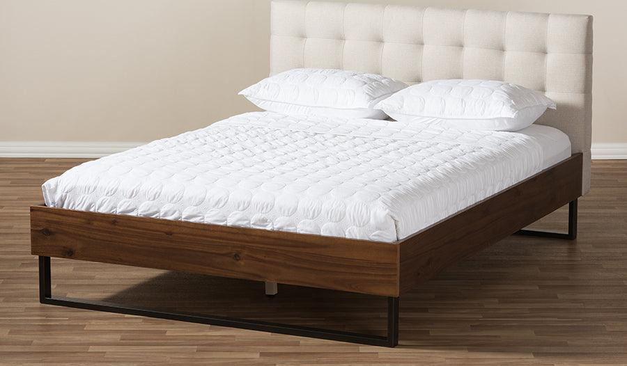 Wholesale Interiors Beds - Mitchell King Bed Light Beige/Walnut Brown