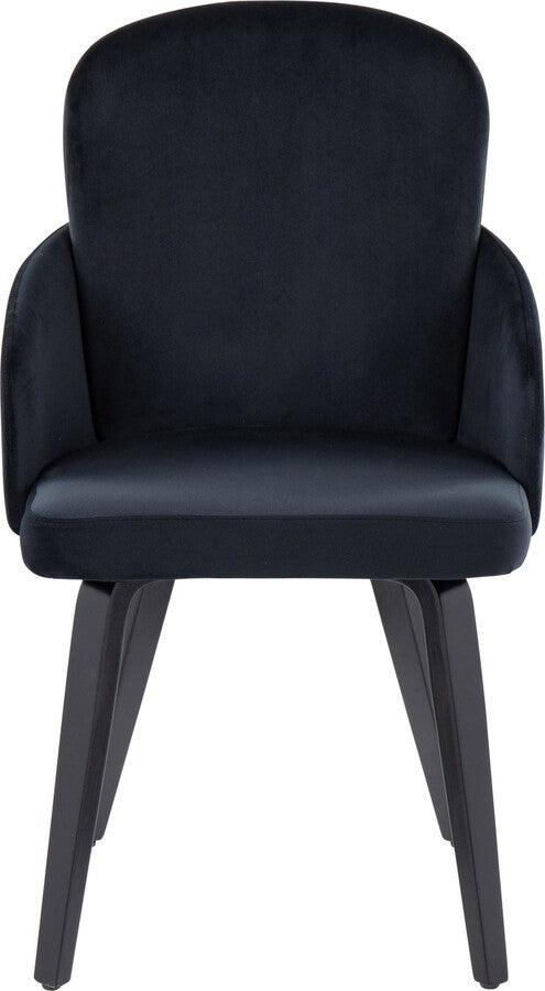 Lumisource Dining Chairs - Dahlia Contemporary Dining Chair In Black Wood & Black Velvet With Gold Accent (Set of 2)