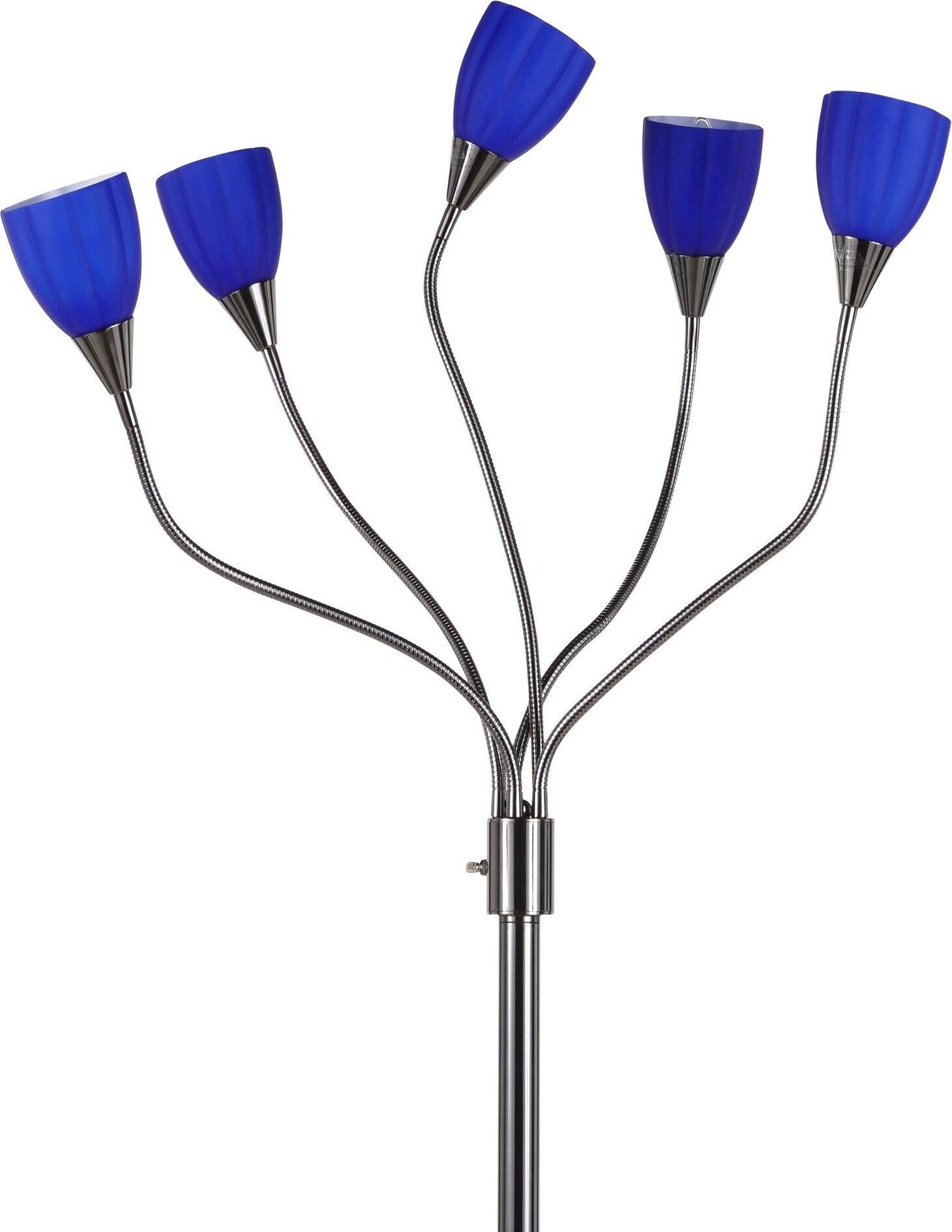 Lumisource Floor Lamps - Medusa Floor Lamp Black Chrome & Blue Glass