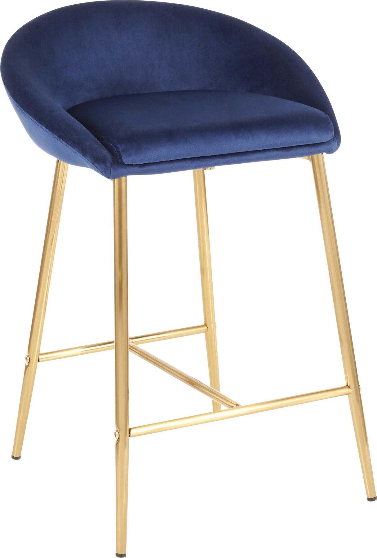 Lumisource Barstools - Matisse Counter Stool Gold & Blue (Set of 2)