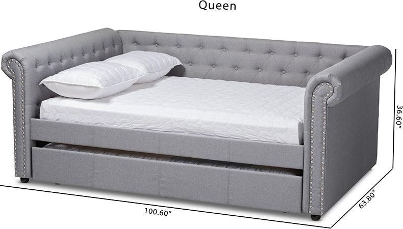 Wholesale Interiors Daybeds - Mabelle Modern and Contemporary Gray Fabric Upholstered Full Size Daybed with Trundle